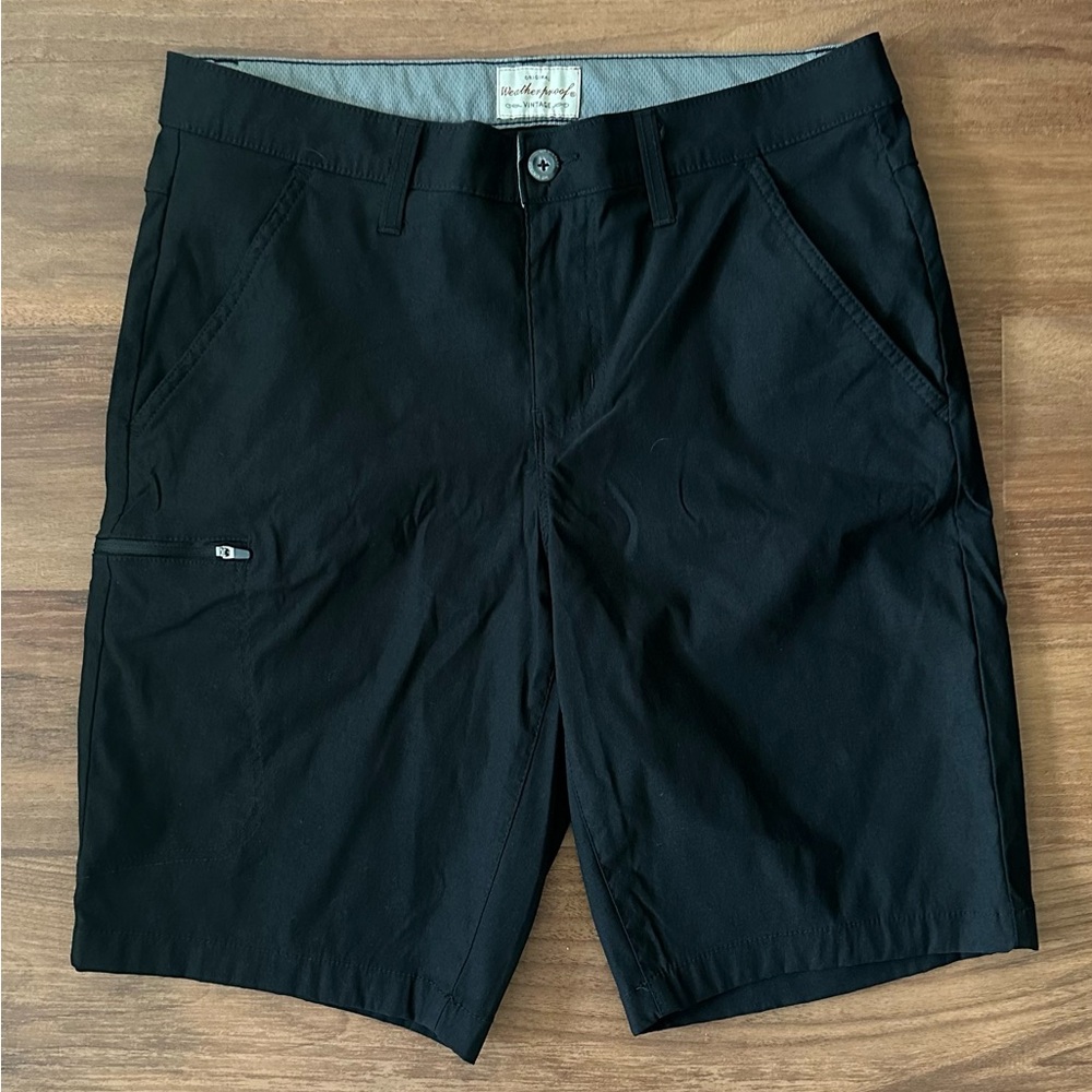 Original Weatherproof Vintage Black Flat Front Men's Shorts, 32